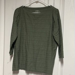 Talbots textured tee Pima cotton green three quarter sleeves Size Plus X